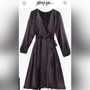 NWT Nasty Gal Collection Black Satin Midi Dress Curvy Plus Size 22 or XXL 2X